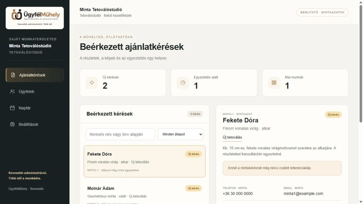 Tetoválóstúdióra szabott munkafelület